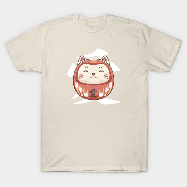 Daruma Cat T-Shirt by redwane